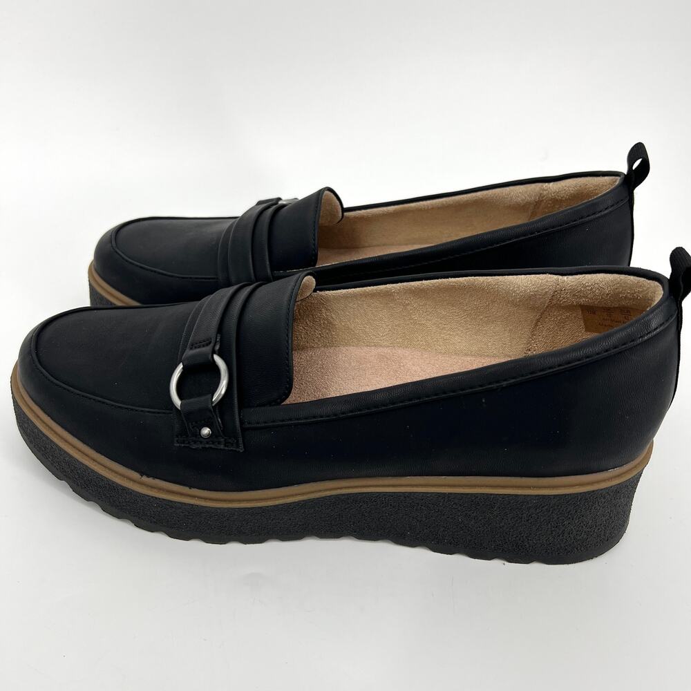 Naturalizer Soul Womens Joyla Black Burnished Loafer Size 12M